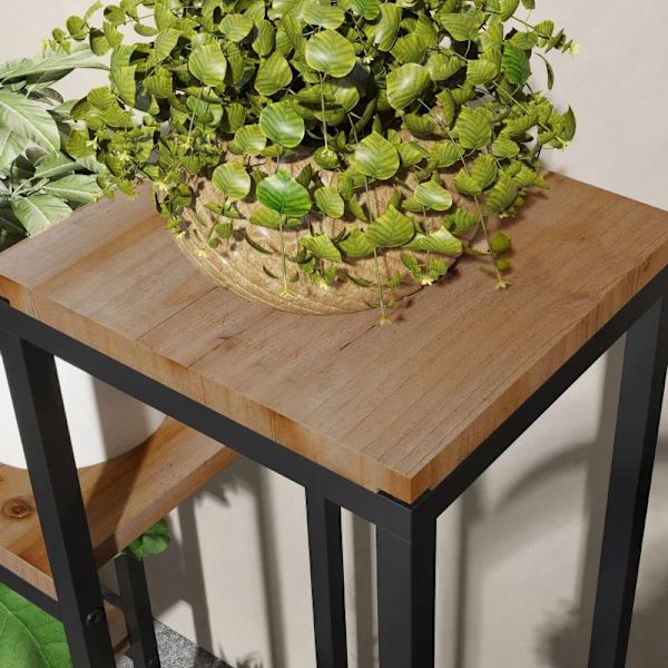 Rootz Blomsterhylla - Växthylla - Planttrappa med 4 våningar - Blomsterställ - Inomhus & Utomhus - Metallram - Svart + Ljusbrun - 80 x 20 x 74 cm