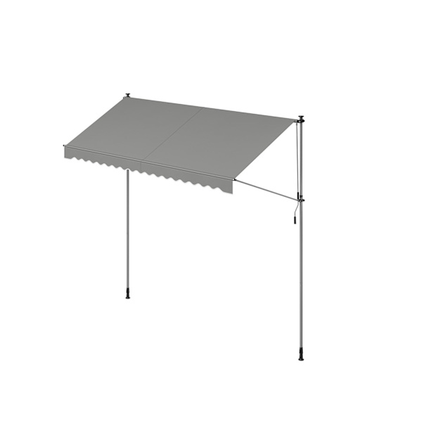 Rootz Clamp-markis med vev - Uteplatstak - Utomhusskydd - Justerbar höjd - 350 cm x 120 cm - Pulverlackerat stål - Aluminiumlegering