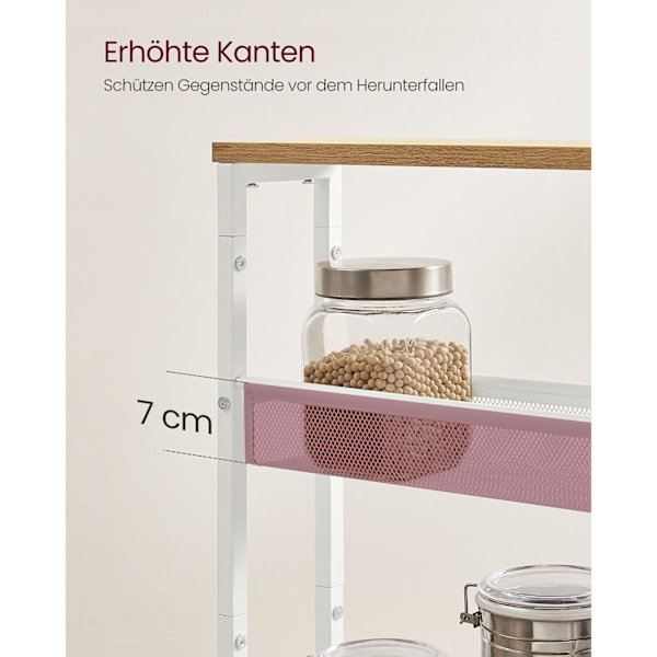 Rootz Oak White Trolleyvogn - Opbevaringsvogn - Rullevogn - Spånplade og stål - Letvægts - Nem montering - Pladsbesparende - 13 cm x 45,4 cm x 77 cm