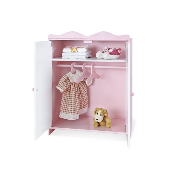 Rootz Doll's Garderobe 'Jasmin' - Doll Closet - Storage Cabinet - Inkluderer 3 bøjler - 45 cm x 27 cm x 62 cm