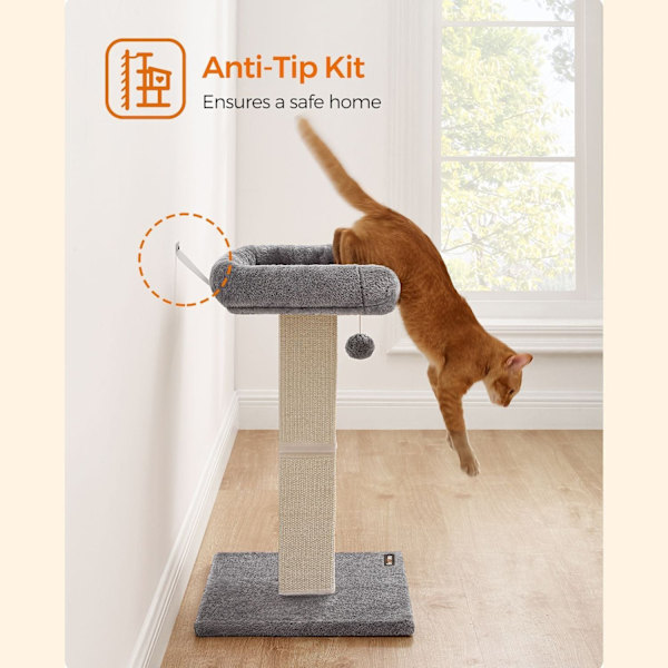 Rootz Cat-skrapstolpe - Cat Tree - Cat Climbing Tower - Hållbara material - Bred plattform - Lätt att rengöra - Stabil bas - 45cm x 40cm x 71cm