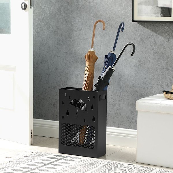 Rootz Paraply Stand - Metal Paraply Stand - Paraply Holder - Paraply Opbevaring - Stål - Sort - 28 x 12 x 41 cm