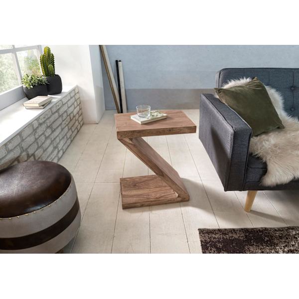 Rootz sivupöytä massiivipuuta akaasia Z Cube 60cm korkea olohuoneen pöytä design ruskea maalaistyylinen sohvapöytä
