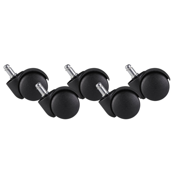 Rootz 5-delade set mattrullar för kontorsstol - Högkvalitativ plast - Svart - 11 mm stiftdiameter - 20 mm stiftlängd - 50 mm rulldiameter - Lämplig fö