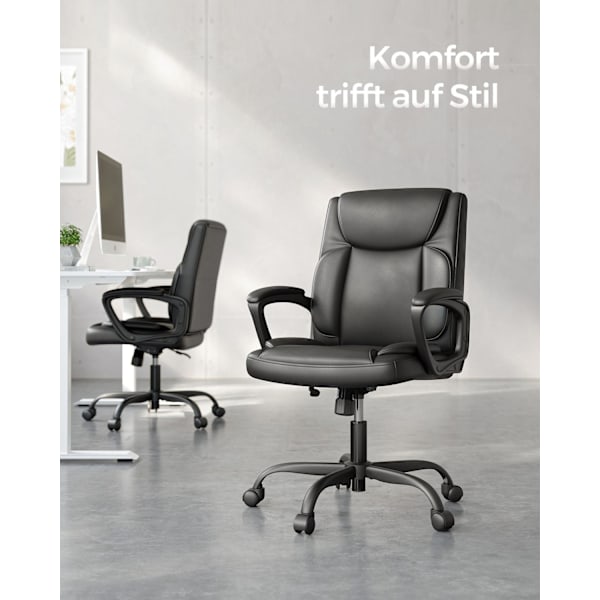 Ergonominen Rootz-työtuoli - Musta Executive-tuoli - Kääntyvä pöytätuoli - Ergo Comfort - 70 x 66 x (92-102) cm - PU/nailon - Istuinkorkeus 46-56 cm