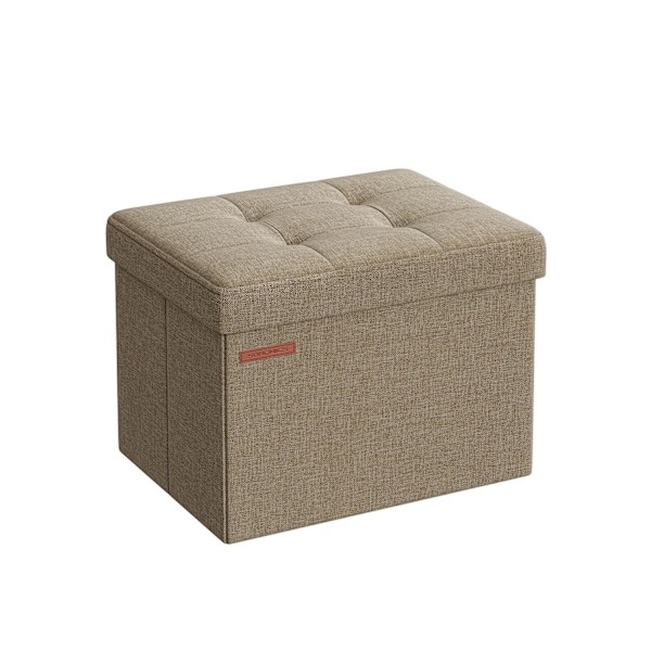 Rootz Light Taupe sædekiste - Osmannisk skammel - Opbevaringsbænk - Imiteret linned - MDF - 31 cm x 41 cm x 31 cm - 32L Kapacitet