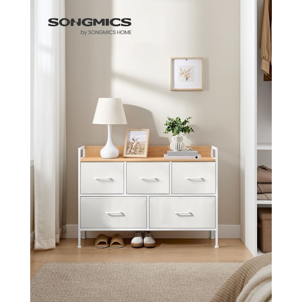 Rootz kommode - Opbevaringsskab - Kommode - Spånplade & MDF - Stålramme - Cloud White - Eg Beige - 29cm x 98,2cm x 70cm
