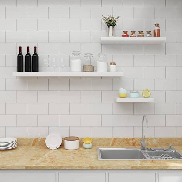 Rootz Sæt med 3 væghylder - Displayhylder - Opbevaringshylder - Holdbar MDF & PVC finer - Fugtbestandig - Nem installation - Alsidig brug - Flere læng