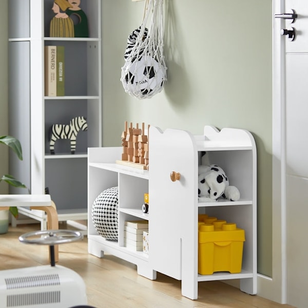 Rootz Elephant Børnehylde - Bogreol - Legetøjsopbevaring - Holdbar MDF-konstruktion - 7 åbne rum - Sikkerhed afrundede hjørner - 110 cm x 60 cm x 25 c
