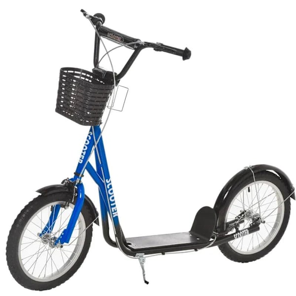 Rootz Scooter - Børnescooter - Børnescooter - Højdejusterbar - Oppustelig hjulbremse - Kurv - Kopholder - Stænkskærm - Blå/Sort - 139 cm x 58 cm x 96