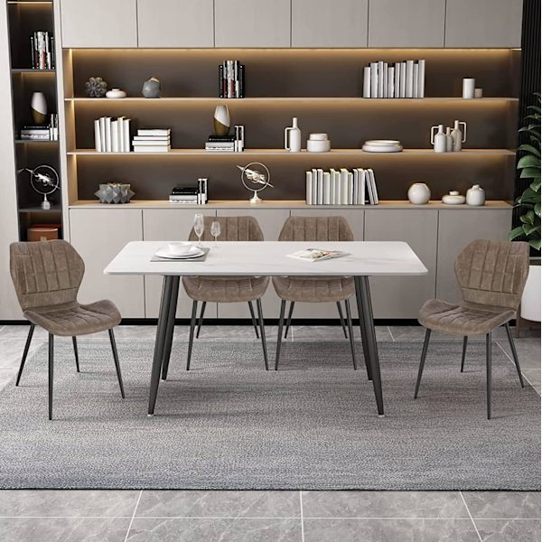 Rootz spisestuestole Sæt med 6 - Polstrede stole - Imiteret læderstole - Komfortable siddepladser - Holdbart design - Ergonomisk støtte - 47 cm x 79,5