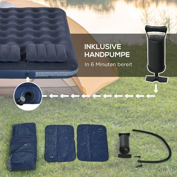 Rootz luftmadrass för 2 personer - Uppblåsbar säng - Campingmadrass - Optimalt kroppsstöd - Snabb uppblåsning - Slitstark halkfri yta - 203cm x 152cm