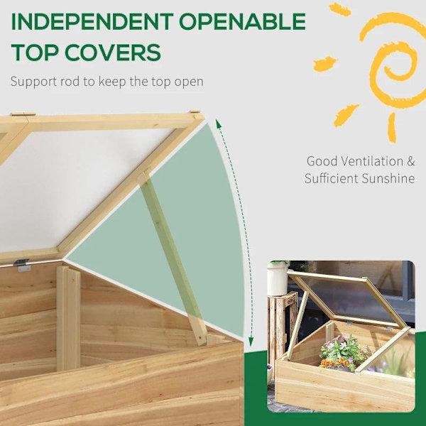 Rootz Greenhouse Woodin kylmäkehys - Naturel - Spar, PC Board - 39,37 cm x 19,68 cm x 13,77 cm
