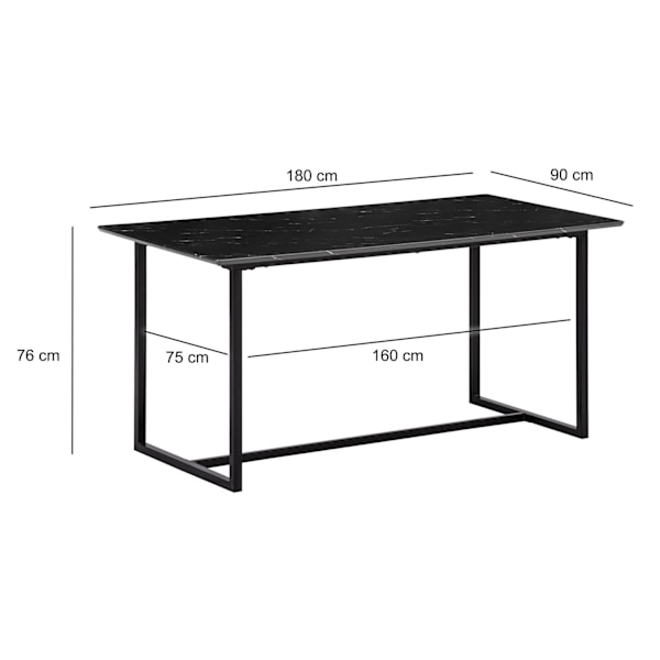 Rootz Stor spisebord - Moderne spisebord - Rektangulært bord - Marmorudseende - Sæder 8 - 180 cm x 90 cm x 76 cm