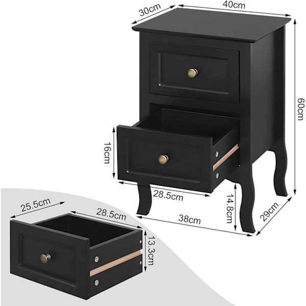 Rootz Hvidt sengebord - Natbord - Opbevaringsskab - Elegant design - Rigelig opbevaring - Holdbar konstruktion - 40 cm x 60 cm x 30 cm
