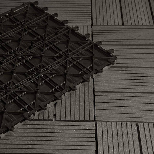 Rootz WPC Click Tiles - Utomhusgolv - Sammankopplade kakel - Hållbar, enkel installation, lågt underhåll - 30cm x 30cm x 2cm