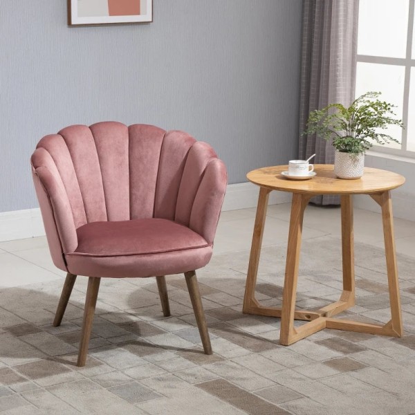 Rootz Spisestuestol - Køkkenstol - Lænestol med ryglæn - Stuestol - Polyester - Gummitræ - Pink - 66 x 66 x 78,5 cm