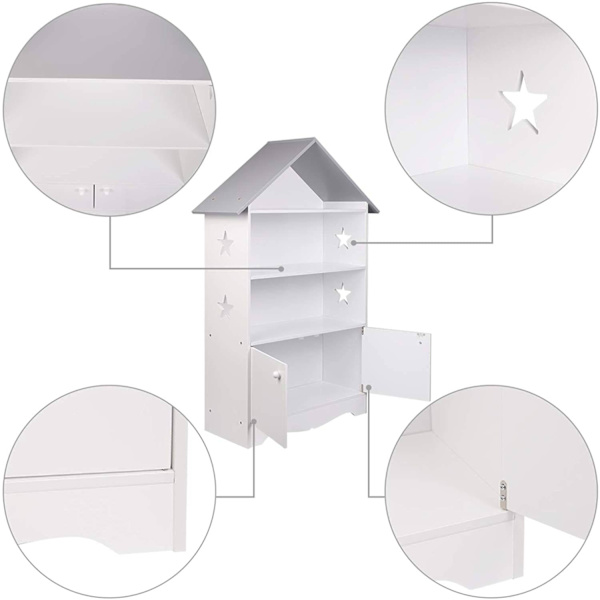 Rootz bokhylla för barn - Förvaringshylla för barn - Organisering för barnkammare - Slitstark E1 MDF - Säker och stabil - Enkel montering - 28,3 cm x