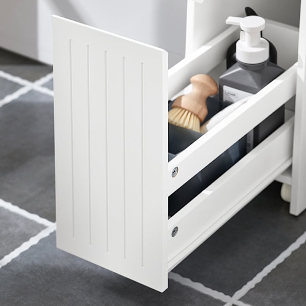 Rootz Niche Opbevaringsvogn - Køkkenvogn - Badeværelsesskab - Mobil og stabil - Rigelig opbevaring - MDF-konstruktion - 20cm x 75cm x 60cm