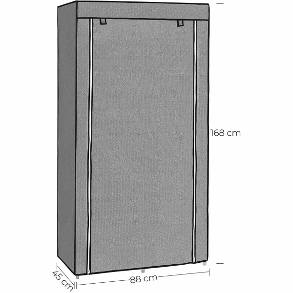 Rootz Garderobe - Stofgarderobe - 2 Tøjstænger - Ikke-vævet stof - 6 hylder - Grå - 88 x 45 x 168 cm