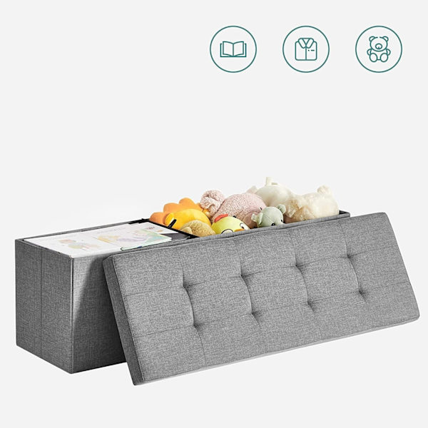 Rootz Förvaringsbänk - Sittbröst - Osmansk - Linneklädsel - MDF-konstruktion - 110cm x 38cm x 38cm