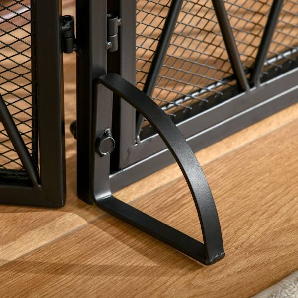 Rootz Spark Protection Grille - Pejsskærm - Brandskærm - Foldbar - 3-delt design - 120 cm x 79 cm - Sort metal
