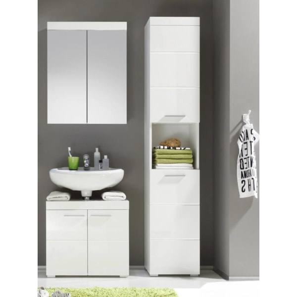 Rootz Badrumsset - Badrumsskåp - Högblank - 112 x 190 x 34cm White