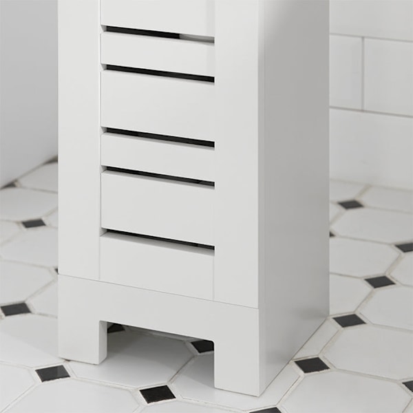 Rootzin kapea wc-paperikaappi - Kylpyhuoneen säilytystila - Tilansäästäjä - MDF-rakenne - Homeenkestävä - Ilmaa läpäisevät säleet - 20 cm x 79 cm x 18