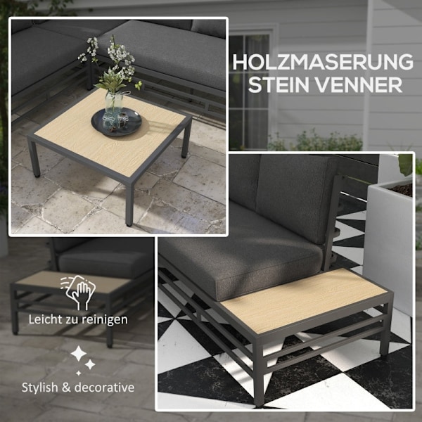 Rootz Garden Lounge Set - Utemöbler - Uteplats Set - Rostbeständig - Maximal komfort - Elegant soffbord - Loveseat: 155L x 70W x 76,5H cm, Hörnsoffa: