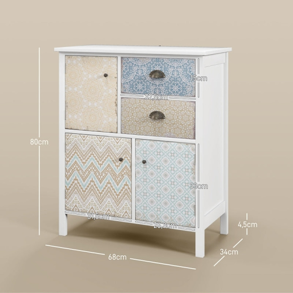 Rootz Shabby Chic skänk - Vintage byrå - Förvaringsskåp - Elegant design - Gott om förvaring - Robust konstruktion - 34D x 68W x 80H cm