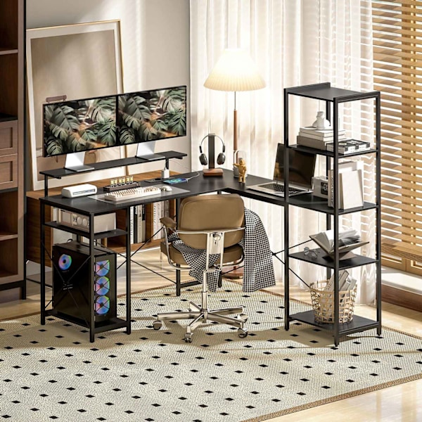 Rootz L Form Desk - Corner Computer Desk - Ergonomic Office Table - Laddningsstation - 137 cm x 140 cm x 139,5 cm