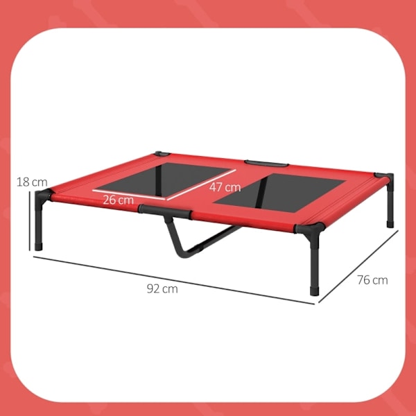 Rootz bærbar kæledyrsseng - Letvægtshundeseng - Højtstående kæledyrsseng - Oxford-stof - Meshbetræk - Let at rengøre - 92 cm x 76 cm x 18 cm