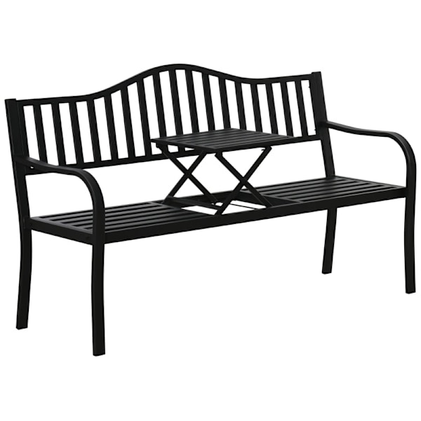 Rootz trädgårdsbänk med utdragbart bord - Uteservering - Uteplatsmöbler - Slitstark metall - Bekväm design - 150W x 58,5D x 90H cm