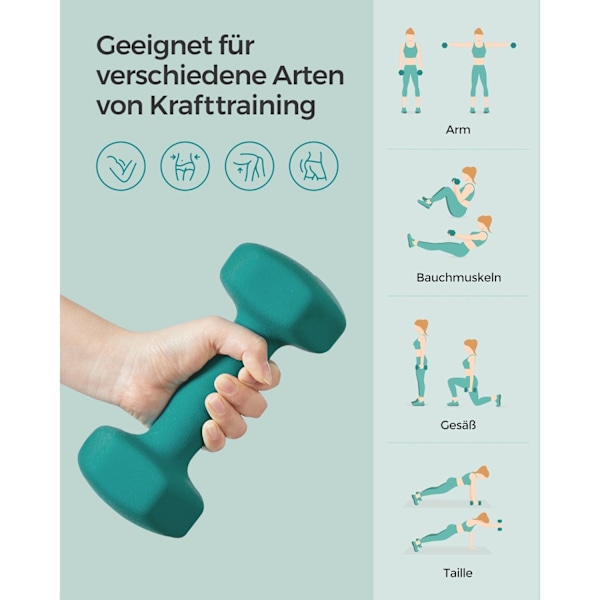Rootz 2-delade hantlar - Vikter - Neoprenbelagd - Styrketräning - 20 cm x 9 cm - 11,5 cm x 3,8 cm