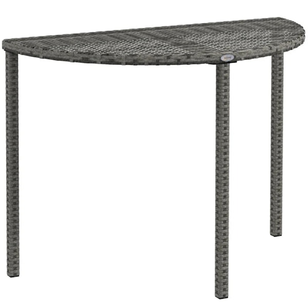 Rootz Trädgårdsbord - Balkongbord - Modern Design - Halvrundt - Polyrattan + Metall - Grå - 100x50x74 cm