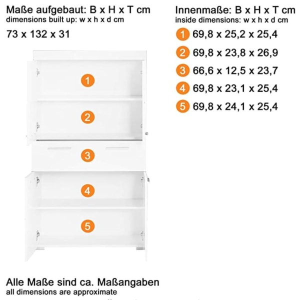 Rootz Badrumsskåp - Högskåp med öppet fack - Högglans - 37 x 132 x 31 cm