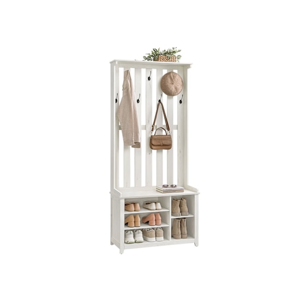 ROOTZ CLOAKLOOM STAND - HALLWAY ORGANSIERER - Entryway Storage - 7 Double Hooks - Vintage White - 35x81x180cm