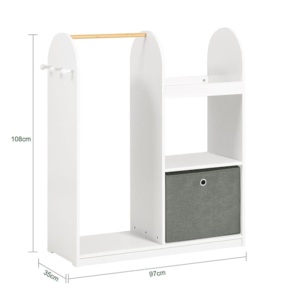 Rootz Barngarderob - Barnkläder Organizer - Förvaringsenhet - MDF och non-woven tyg - Barnvänlig höjd - 97cm x 108cm x 35cm