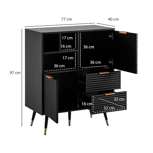 Rootz Stilfuld kommode - Moderne Kommode - Opbevaringsløsning - Lameldesign - 77 cm x 97 cm x 40 cm