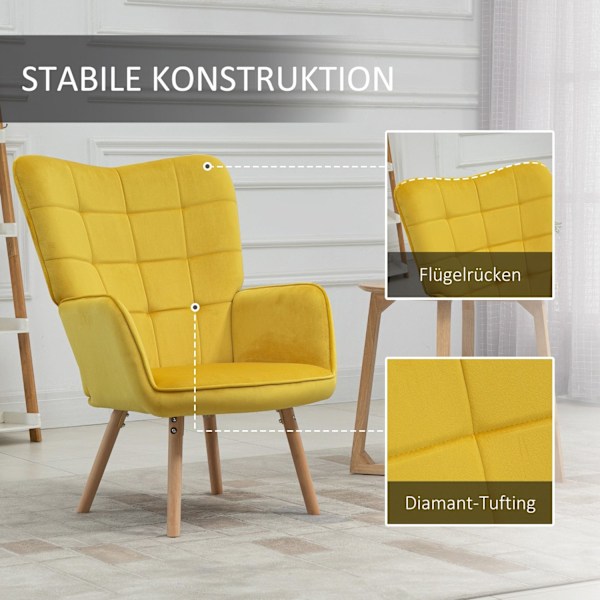 Rootzin olohuoneen tuoli - nojatuoli - verhoiltu tuoli - korkea mukavuus - Velvet Polyester -vaahto - 71 x 76 x 101 cm