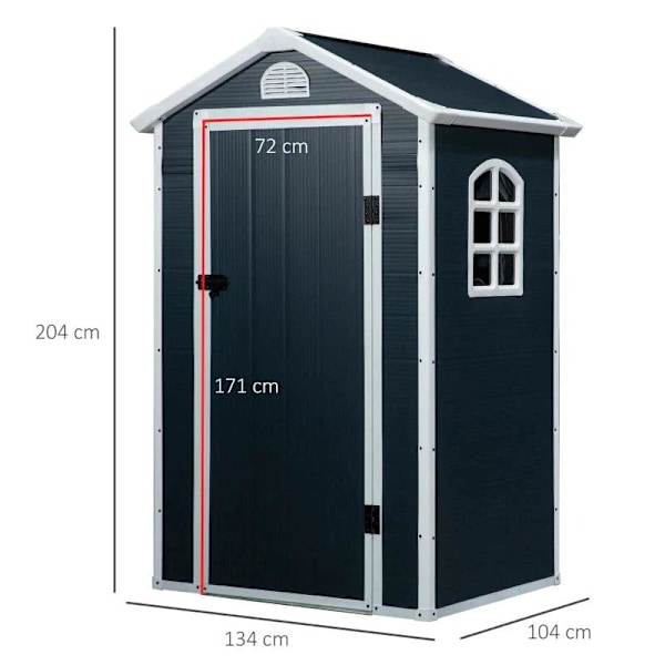 Rootz Verktygsbod - Trädgårdsskjul - Verktygsskjul - Ventilationsfönster - Penttak - Metall - Grå - 134 x 104 x 204 cm
