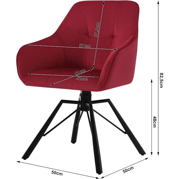 Rootz vridbar matstol - Roterande stol - Ergonomisk stol - 360° vridbar, bekväm design, robust konstruktion - sammet och metall - 58,5 cm x 82,5 cm x