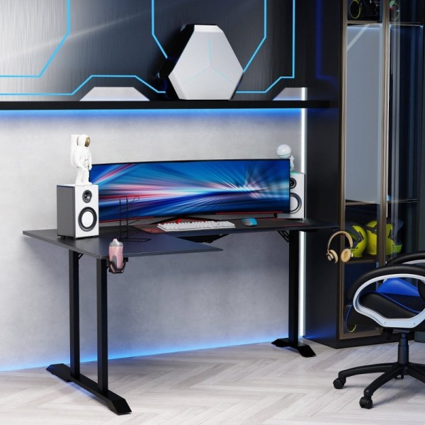 Rootz L-formet spillebordsbord - Computerbord - Racing skrivebord - Rigelig plads - Organiseret opsætning - Holdbar konstruktion - 168W x 109D x 78H c
