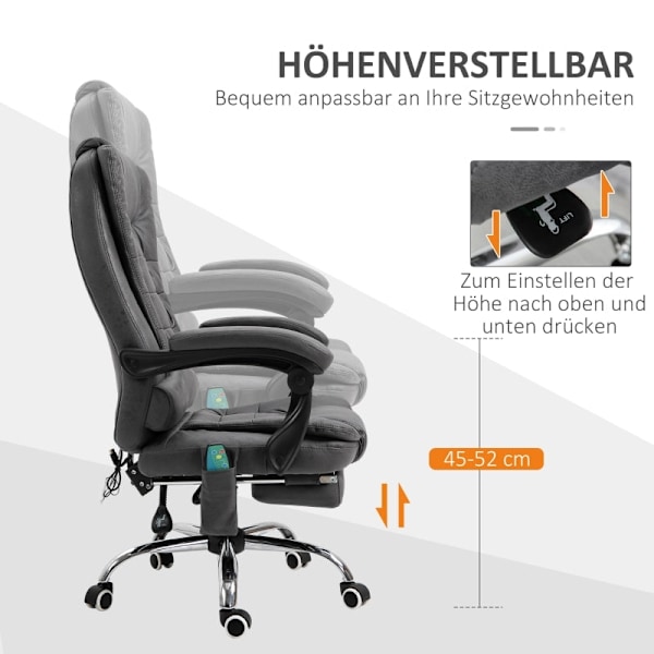Rootz Massage Kontorstol - Vibrerende Stol - Opvarmet lænde - Ergonomisk computerstol - 65cm x 160cm x 104cm