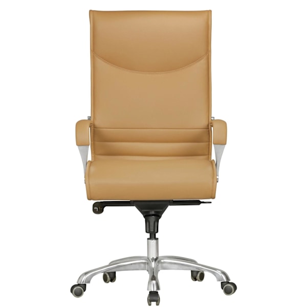 Rootz kontorsstolsöverdrag läderimitation karamell design skrivbordsstol X-XL 150kg chefsstol höjdjusterbar snurrstol ergonomisk med armstöd stoppade