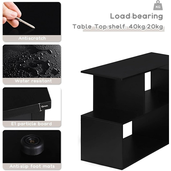 Rootz L-formet 2-i-1 skrivebordshylde - Computerbord - Gaming Station - E1 træmateriale - 100 cm x 77 cm x 120 cm