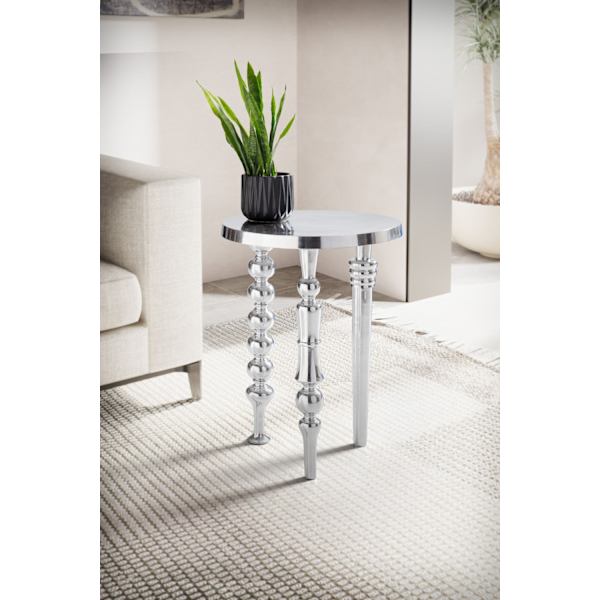 Rootz Modern Design Sidebord - Rundt bord - Håndlavet bord - Blank overflade - Aluminiumsmateriale - 44cm x 44cm x 63cm