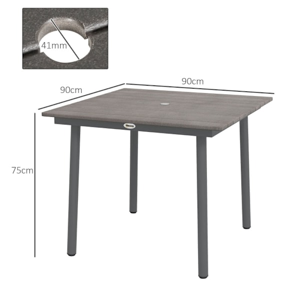 Rootz Havebord - Udendørs spisebord - Loungebord - Vejrbestandig - Moderne Design - 90cm x 90cm x 75cm - Mørkegrå