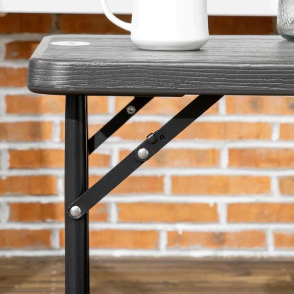 Rootz Udebord - Havebord - Til 4 personer - Sammenfoldelig - Højdejusterbar - Trælook - Grå + Sort - 118 x 60 x 74 cm
