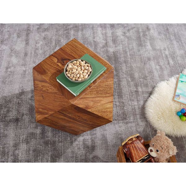 Rootz Soffbord - Solid Sheesham-trä - Diamantform - Diamant - Sidobord - Dekorationsbord - 57x42,5x57 cm - Brun